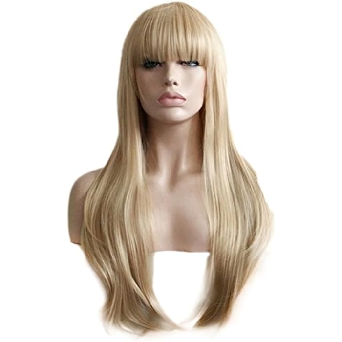 DILLARDS Rise World Wig 75Cm Long Bob Flat Bangs Blonde Wavy Full Hair Wig Cosplay Party - Image 3
